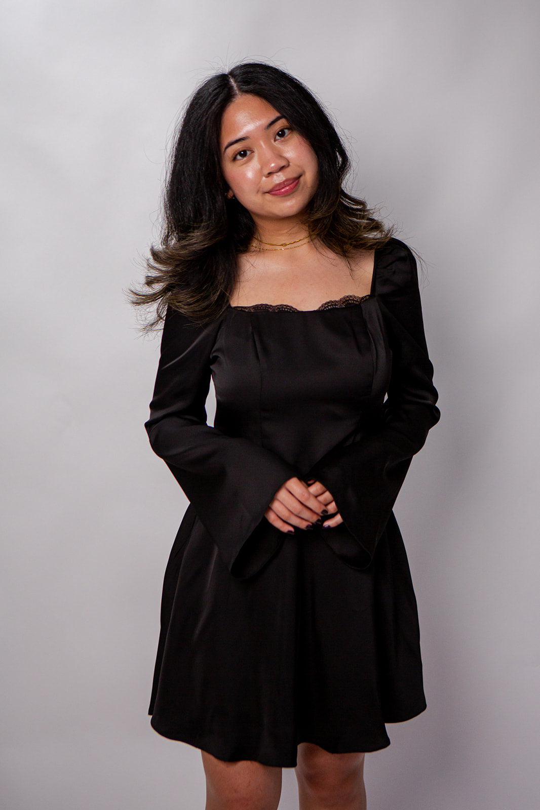 satin skater dress black Black Satin Wrap Mini Skater Dress