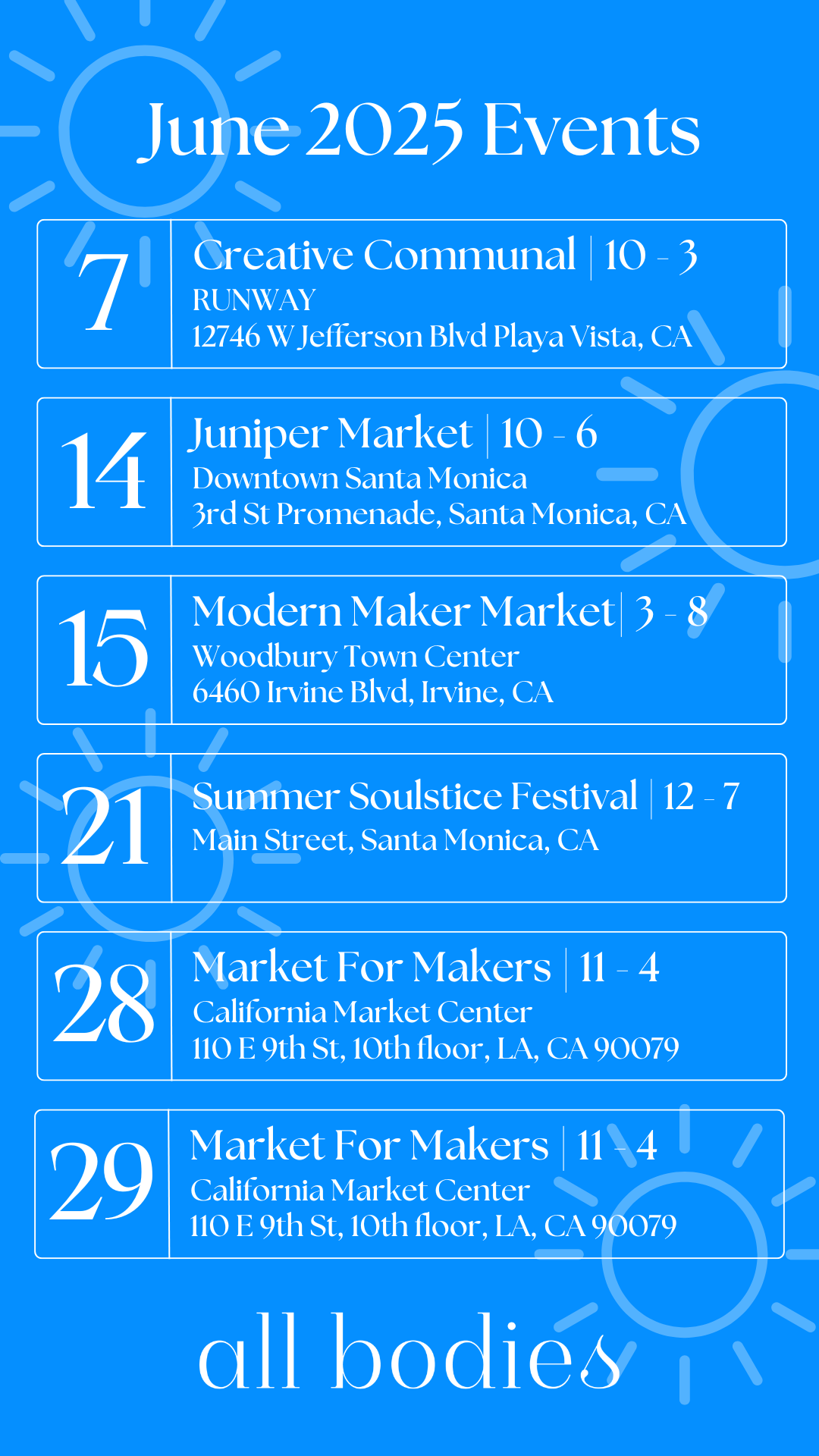 June Events & Pop Ups