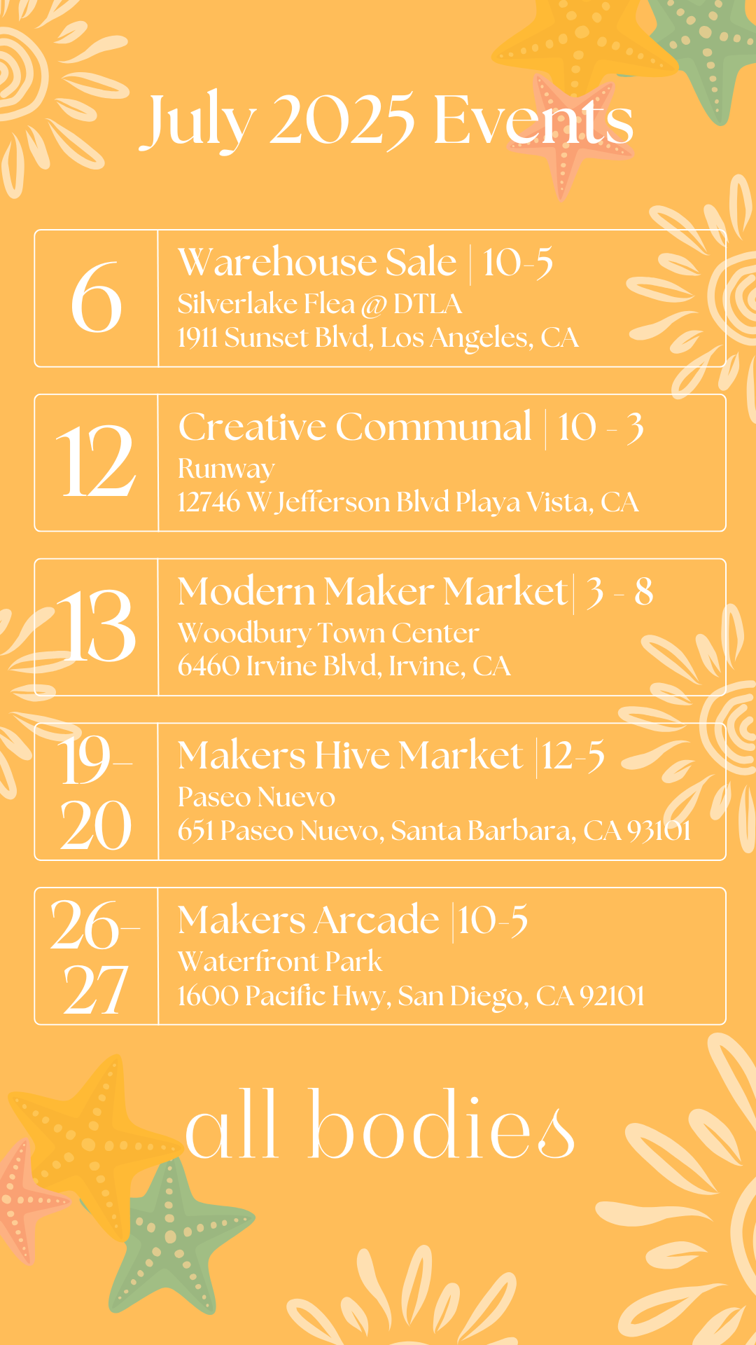 July Events & Pop Ups