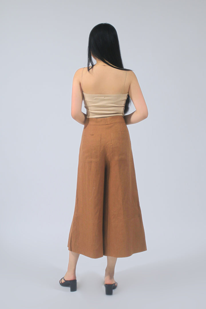 Sam 100% Linen Wide-Legged Capri Pants