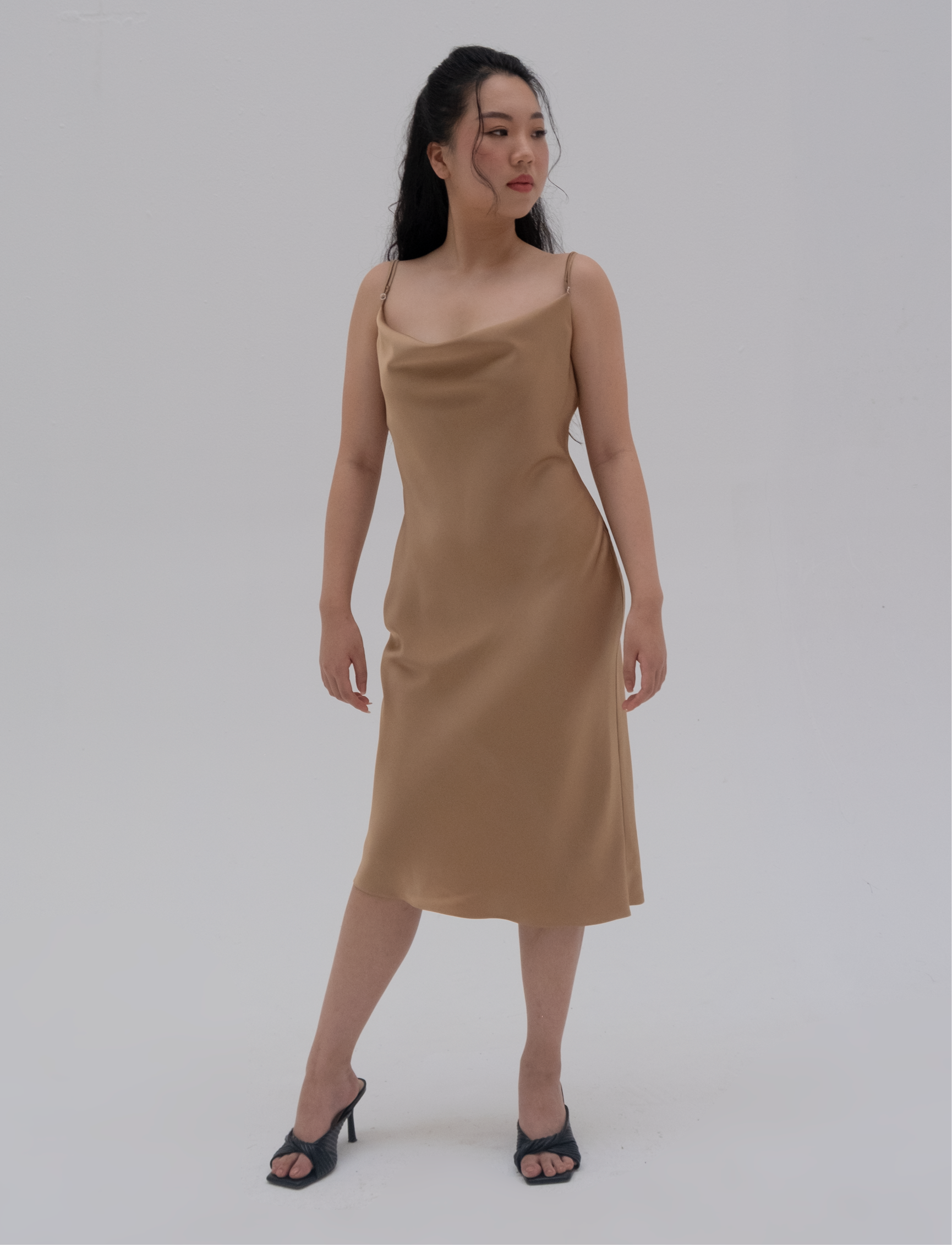 Cowl Neck Silk Midi Dress – All Bodies