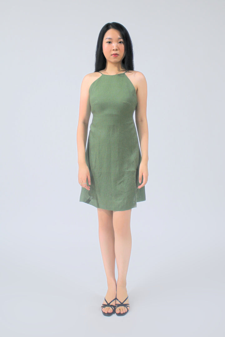 Molly 100% Linen Halter Mini Dress