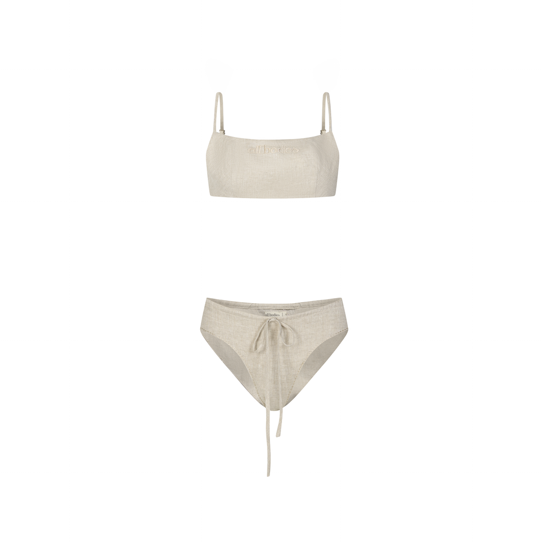100% Linen Women's Everyday Bralette & Cheeky Panty Set