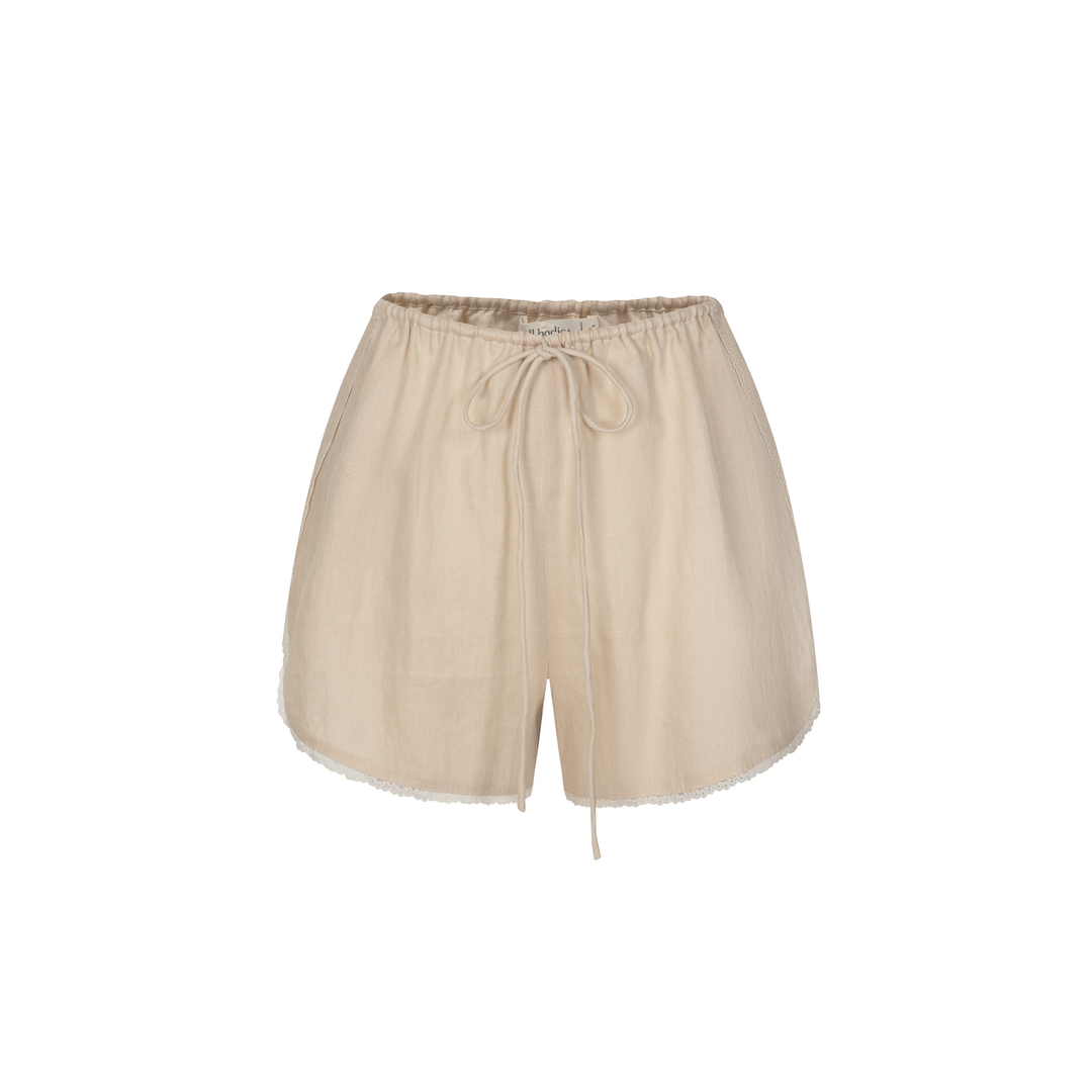 100% Linen Women's Drawstring Sleep Shorts (Sofia)