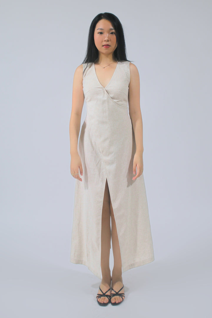 Riley 100% Linen Split Maxi Dress