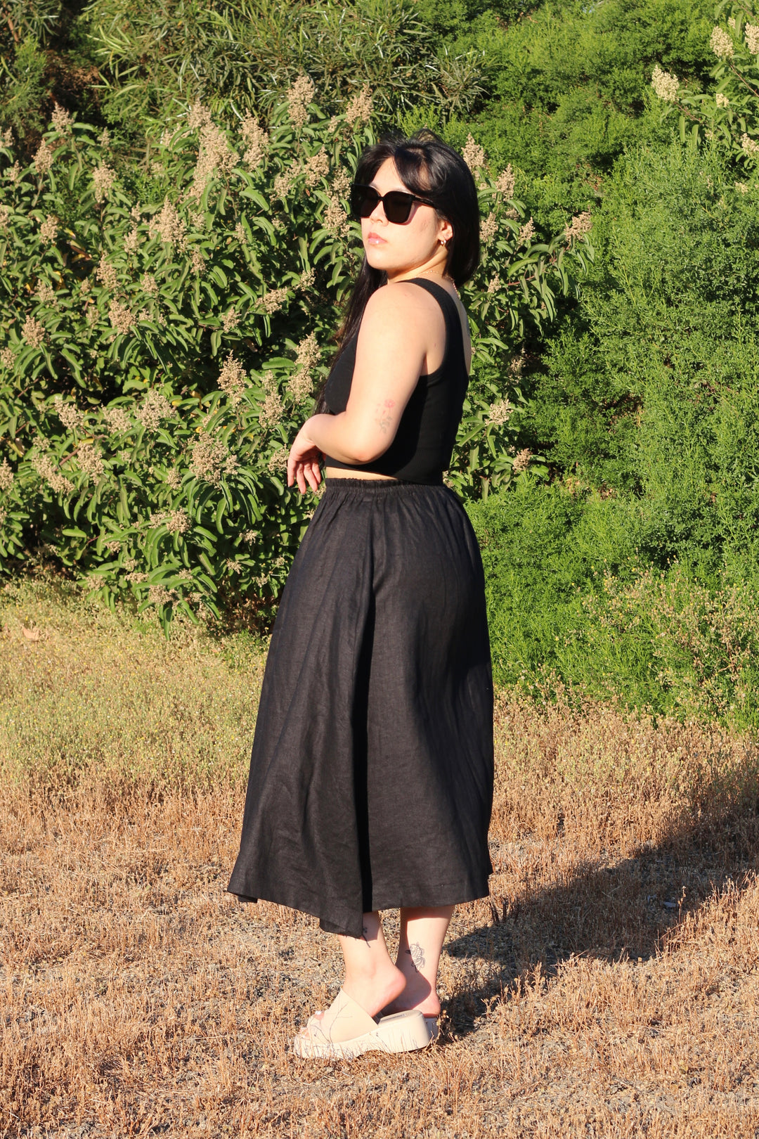 Lucy 100% Linen A-Line Midi Skirt