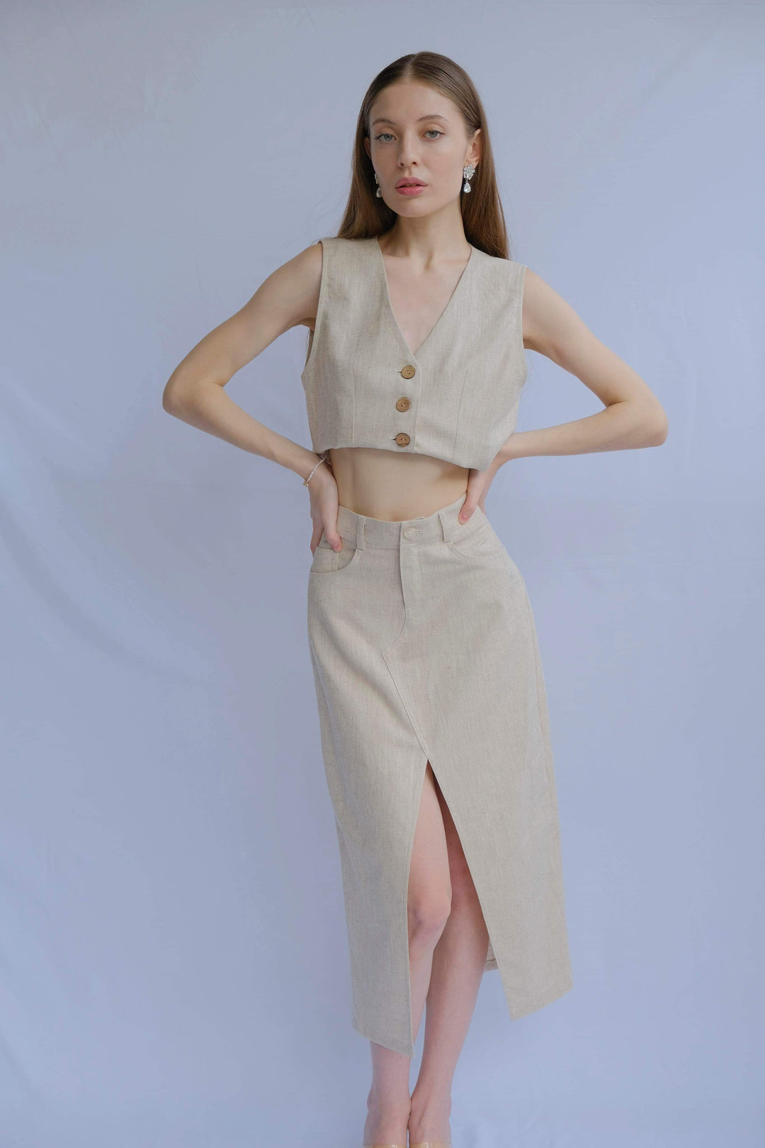 All Bodies 100% Linen Pencil Skirt