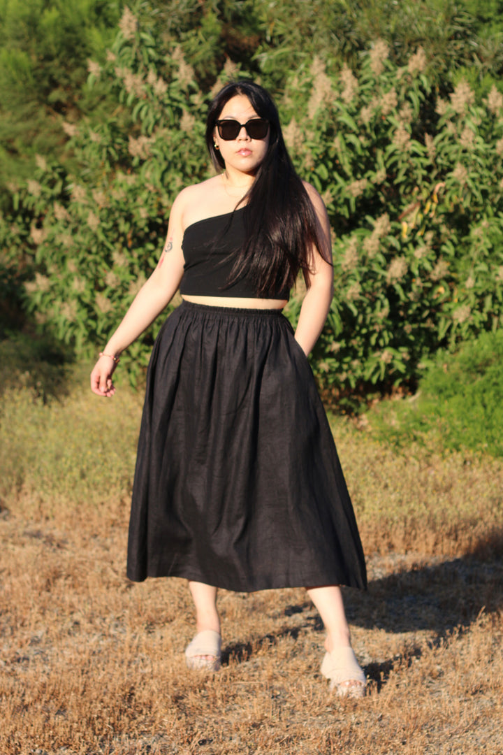 Lucy 100% Linen A-Line Midi Skirt