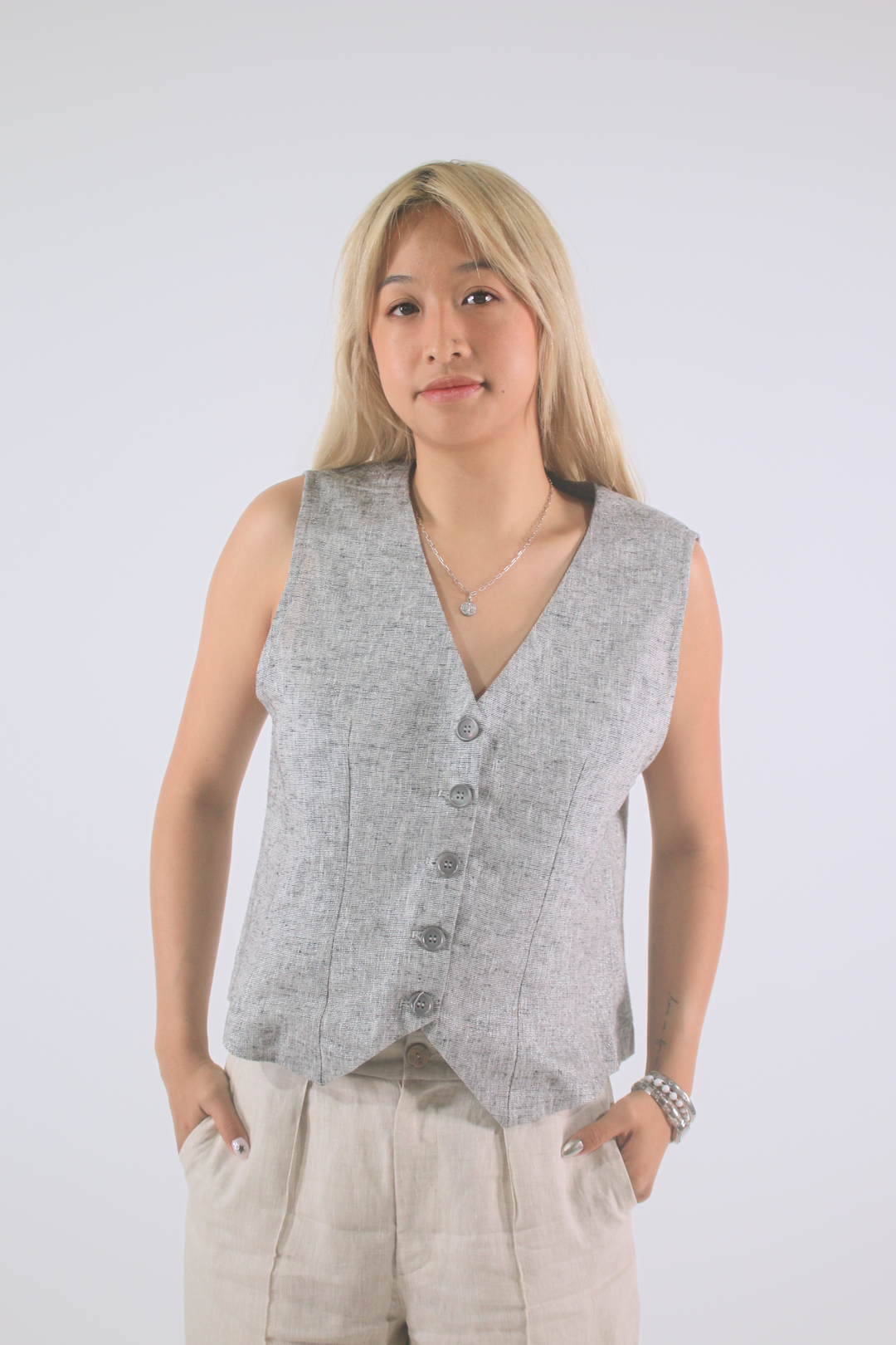 Jo 100% Linen Vest Shirt