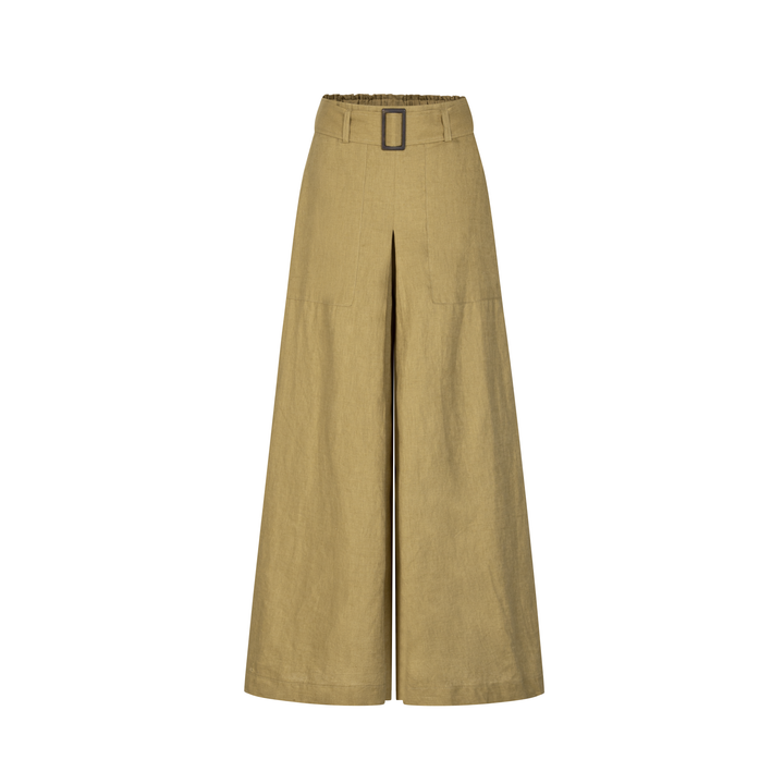 Linen Wide-Leg Belted Trouser | Adele