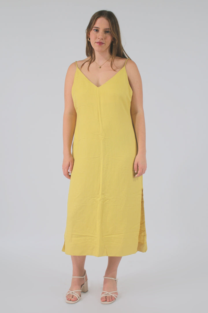V-Neck 100% Linen Maxi Dress for Women White Pepper / XS V-Neck 100% Linen Maxi Dress for Women White Pepper / XS