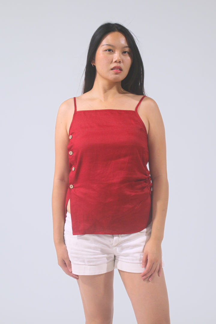 Alice 100% Linen Buttoned Tank Top