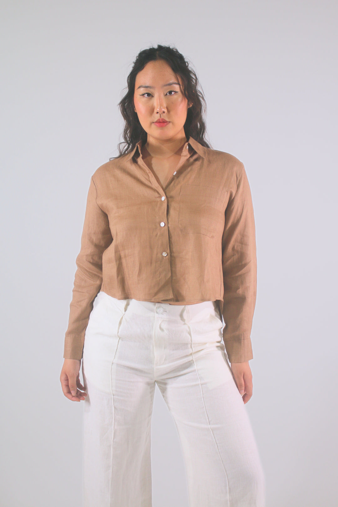 Bow 100% Linen Button Up Shirt