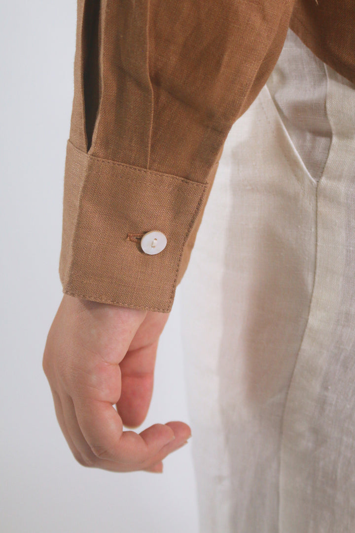 Bow 100% Linen Button Up Shirt