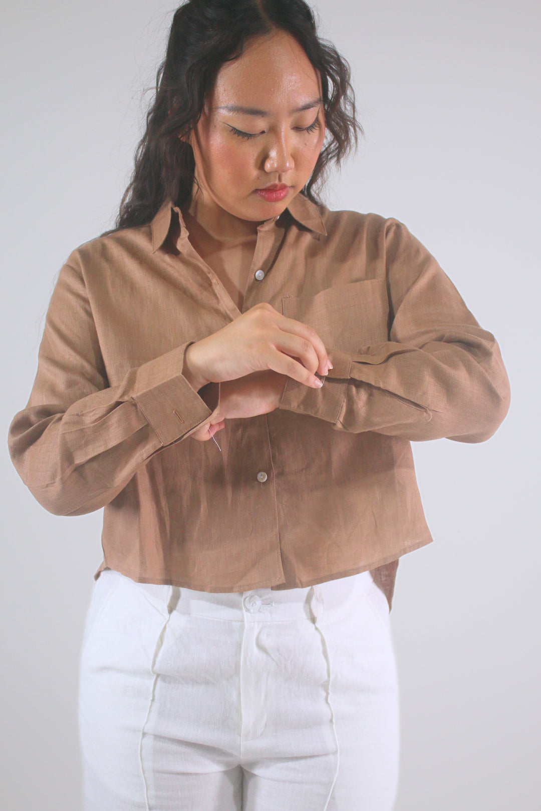 Bow 100% Linen Button Up Shirt