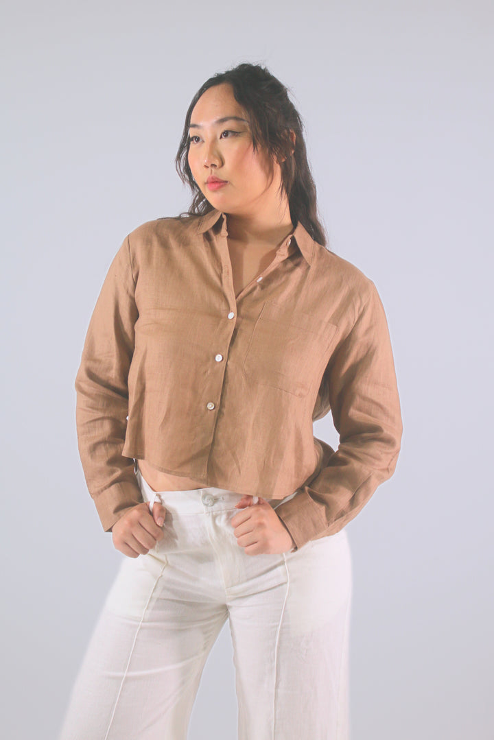 Bow 100% Linen Button Up Shirt