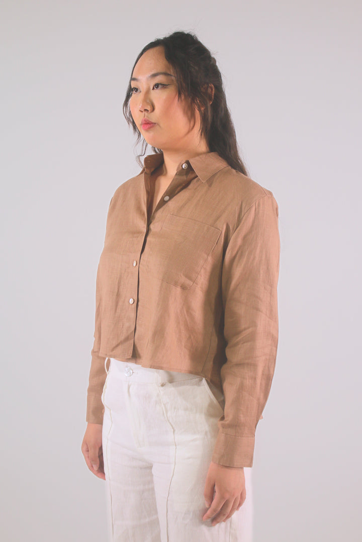 Bow 100% Linen Button Up Shirt