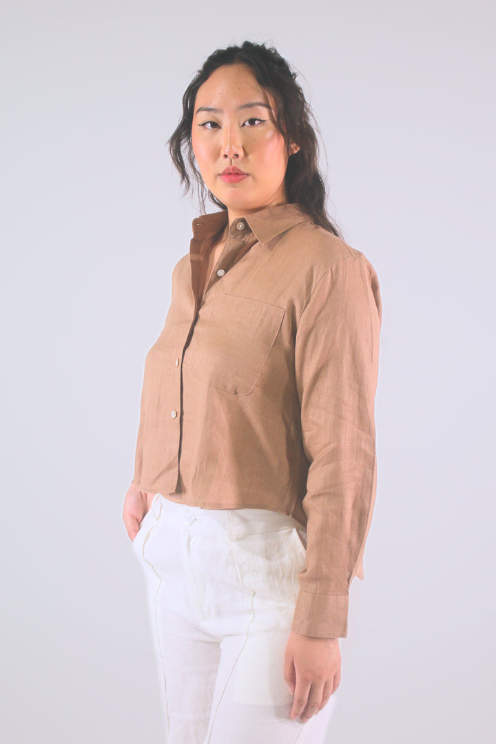 Bow 100% Linen Button Up Shirt