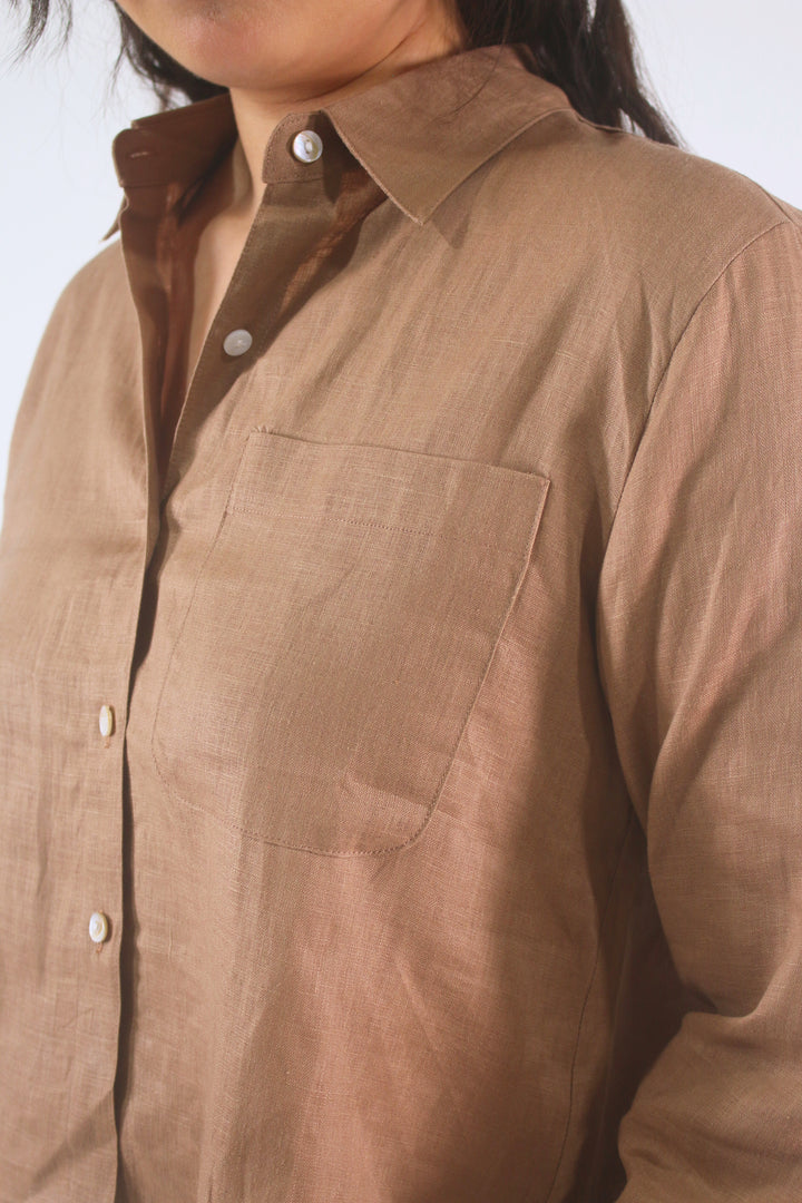 Bow 100% Linen Button Up Shirt