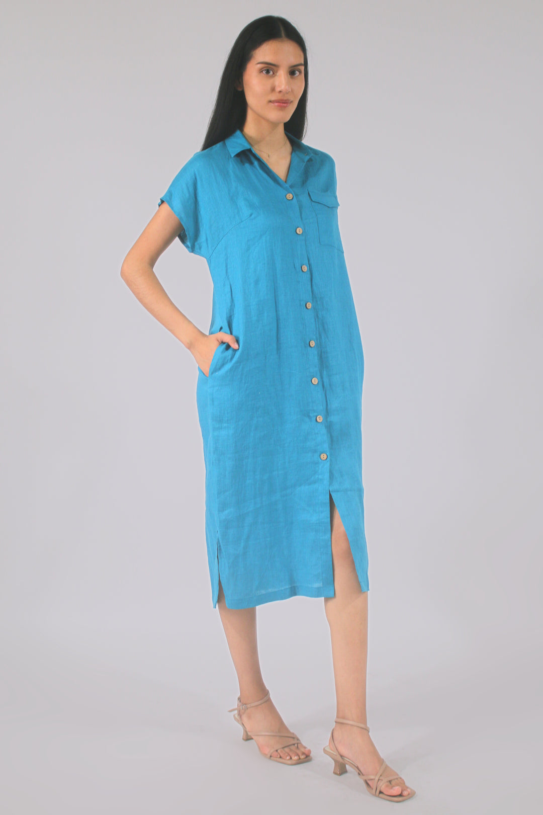 Clark 100% Linen Button Up Midi Dress Custom / One size Clark 100% Linen Button Up Midi Dress Custom / One size