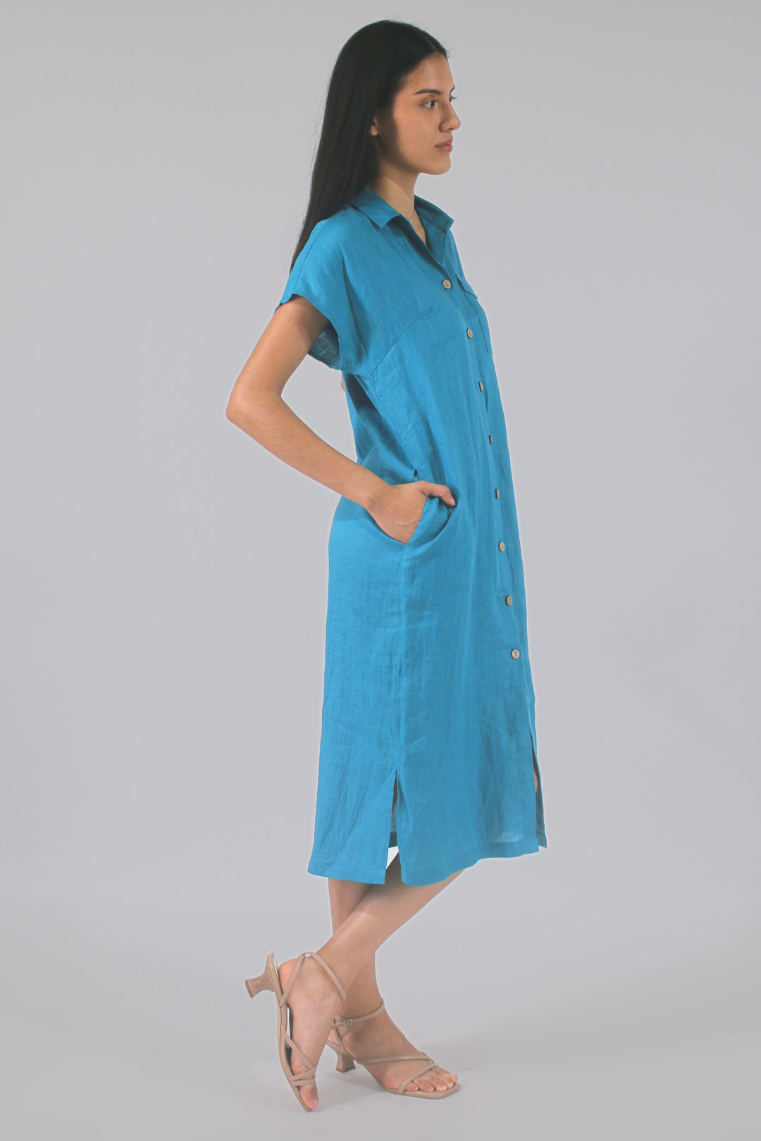 Clark 100% Linen Button Up Midi Dress