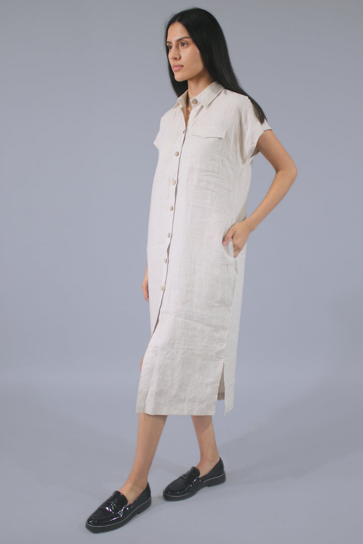 Clark 100% Linen Button Up Midi Dress