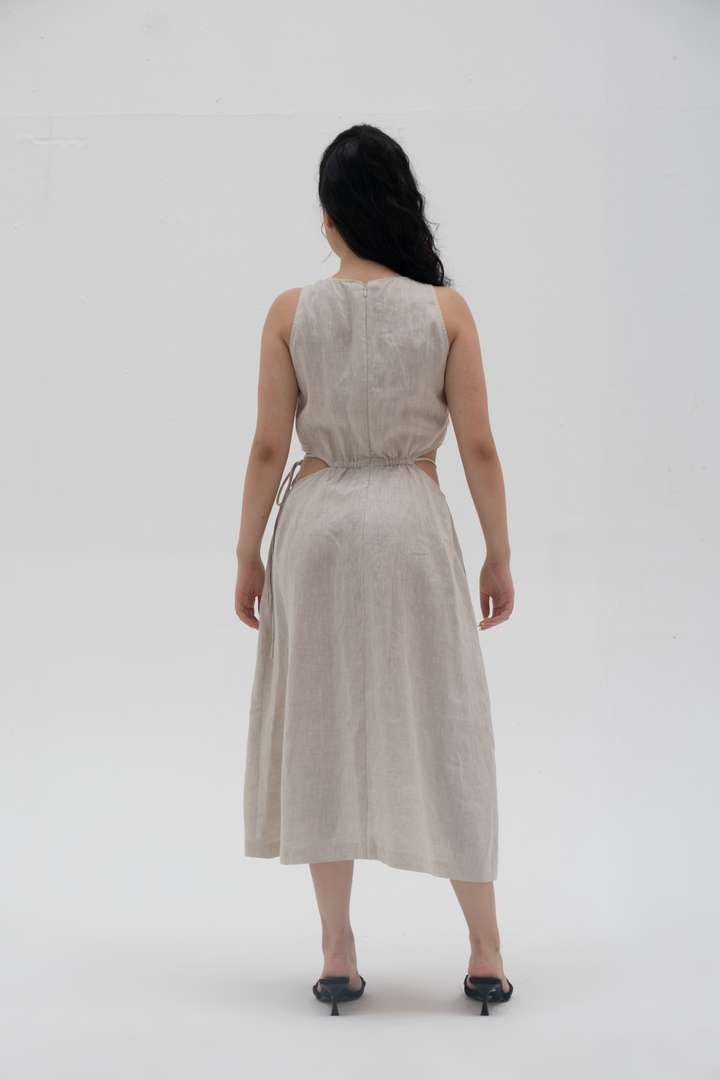 Carmen 100% Linen Midi Dress