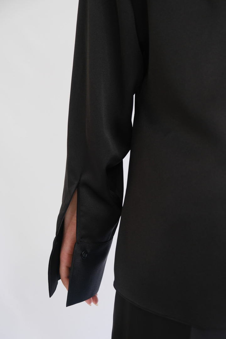 Michelle Long-Sleeve Button-Up Collared Silk Dress Shirt