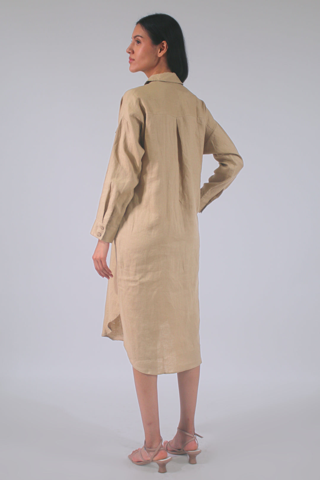 Amelia Long Sleeve 100% Linen Maxi Dress