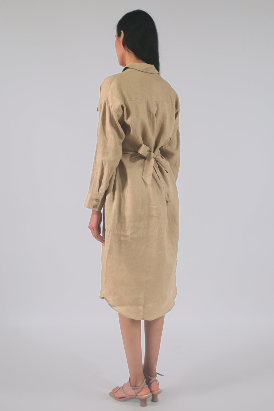 Amelia Long Sleeve 100% Linen Maxi Dress