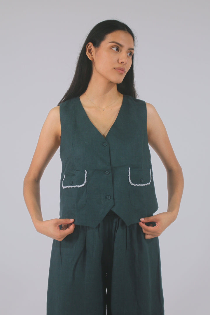 Eloise 100% Linen Vest Shirt