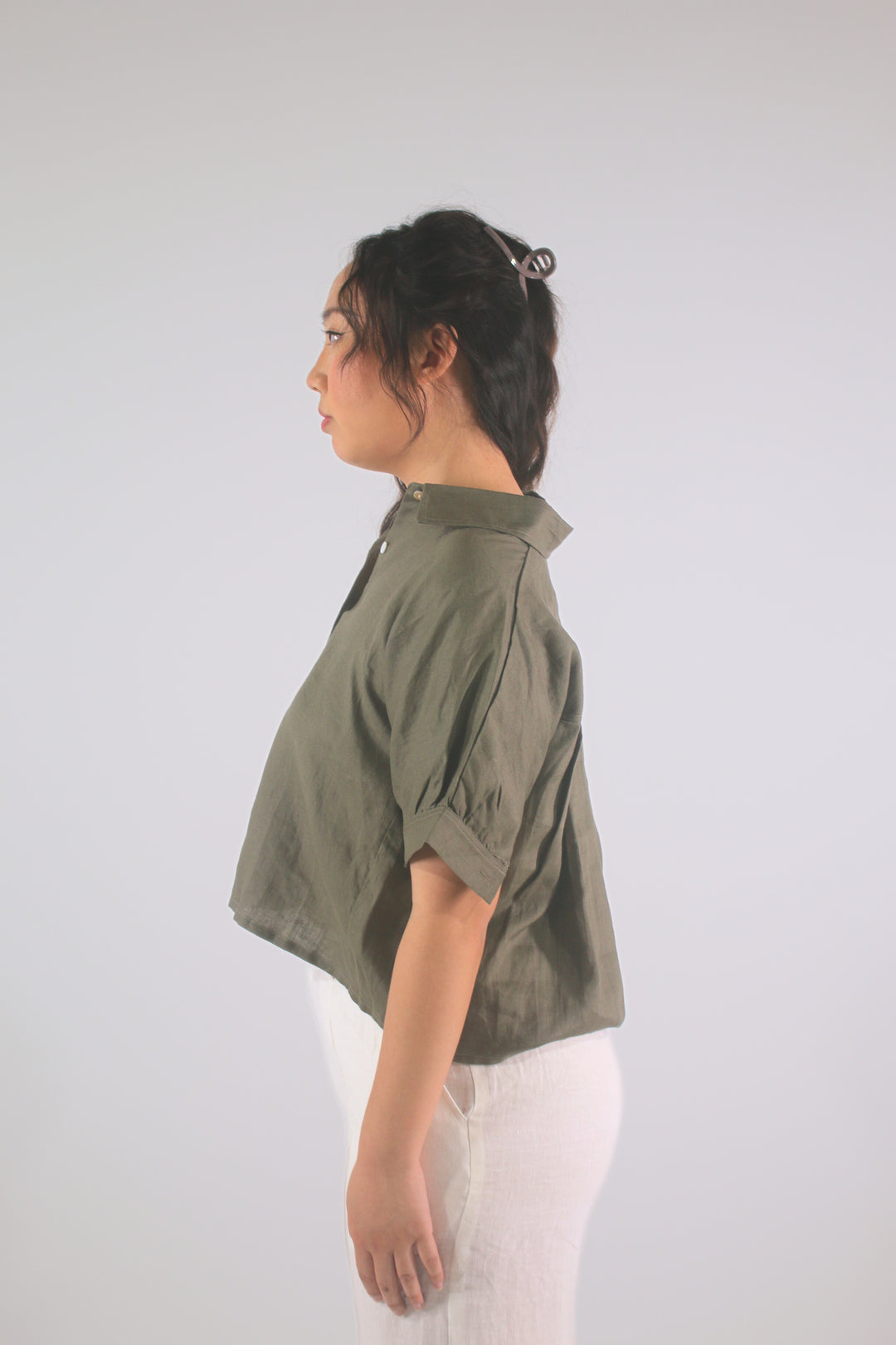 Grace 100% Linen Button Up Tee