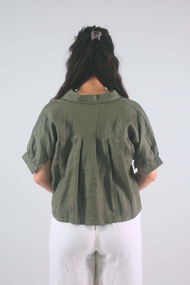 Grace 100% Linen Button Up Tee