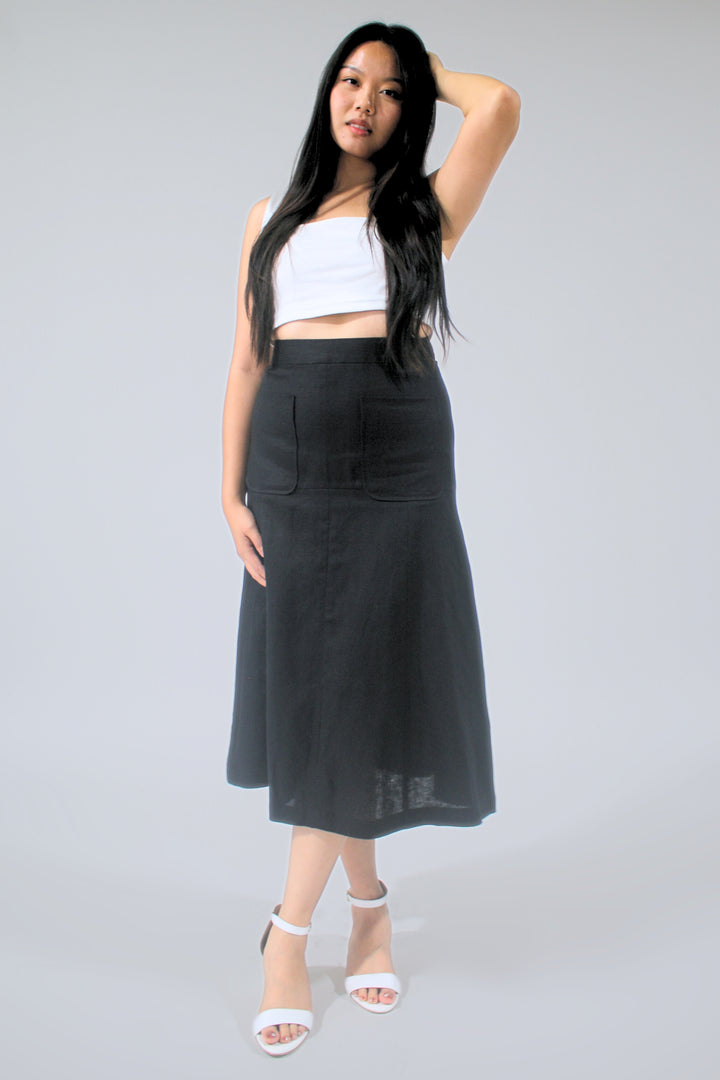 Helen 100% Linen Midi Skirt