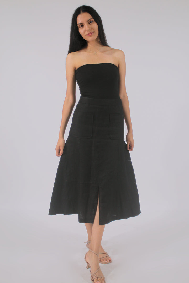 Helen 100% Linen Midi Skirt