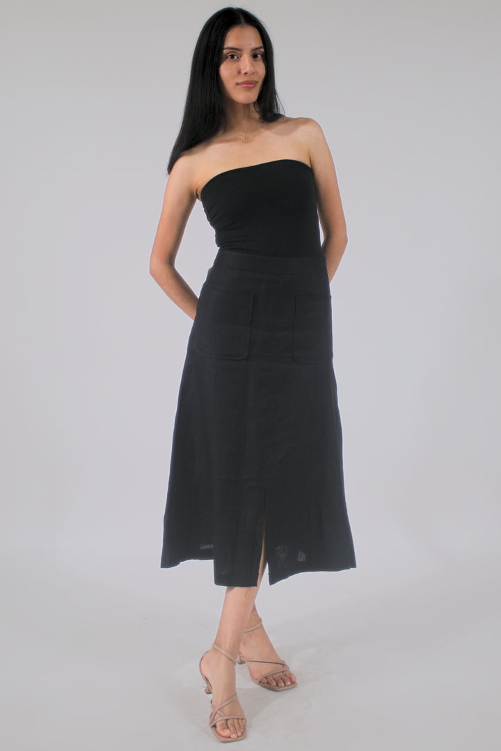 Helen 100% Linen Midi Skirt