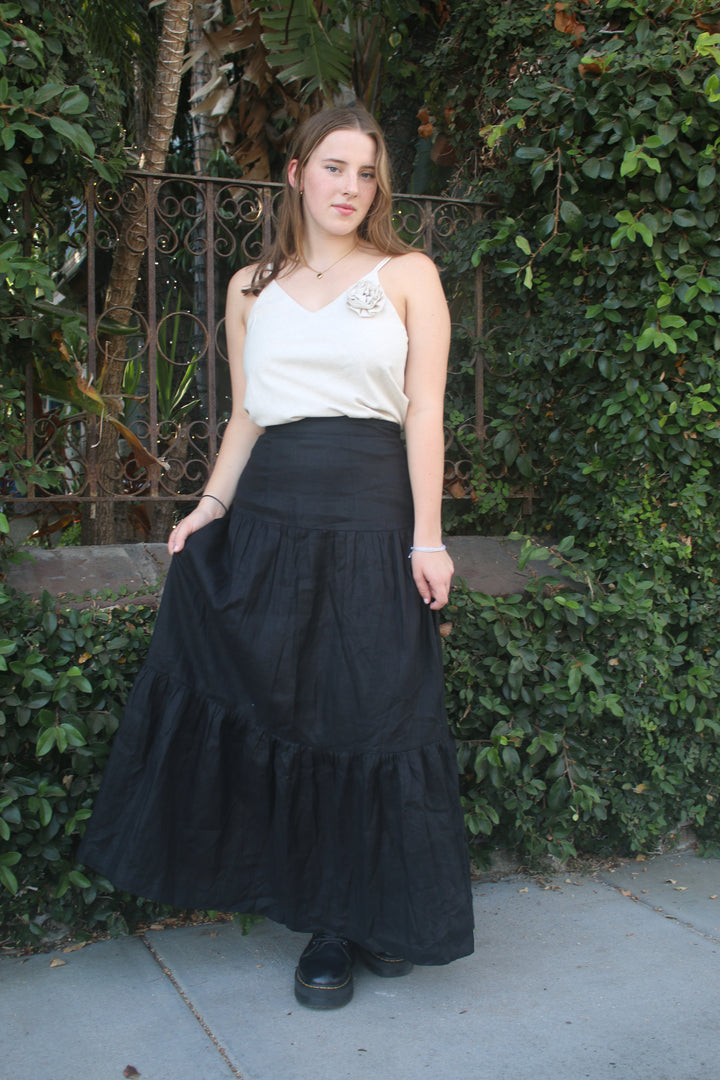 Lily Drop Waist 100% Linen Maxi Skirt