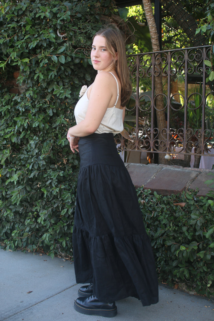 Lily Drop Waist 100% Linen Maxi Skirt