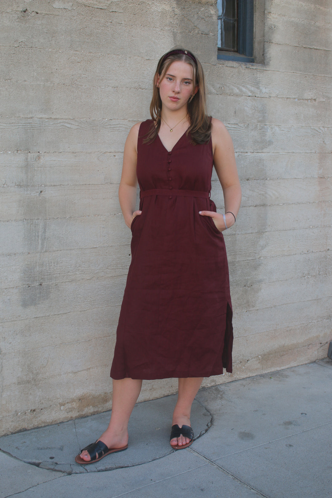 Laura 100% Linen Midi Dress