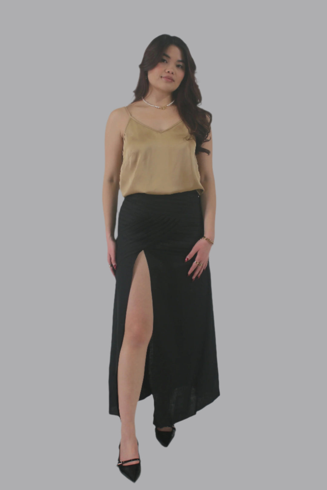 Anastasia 100% Linen Maxi Slit Skirt