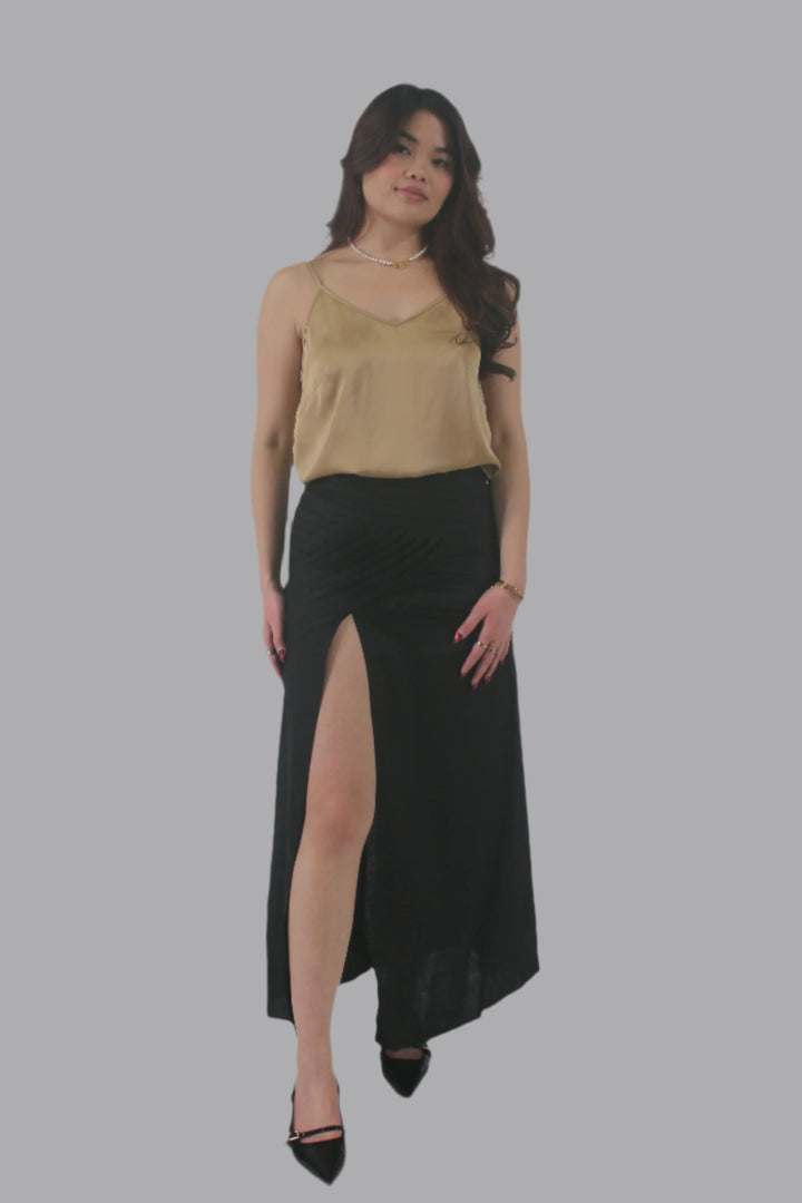Anastasia 100% Linen Maxi Slit Skirt
