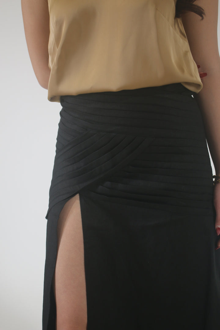 Anastasia 100% Linen Maxi Slit Skirt