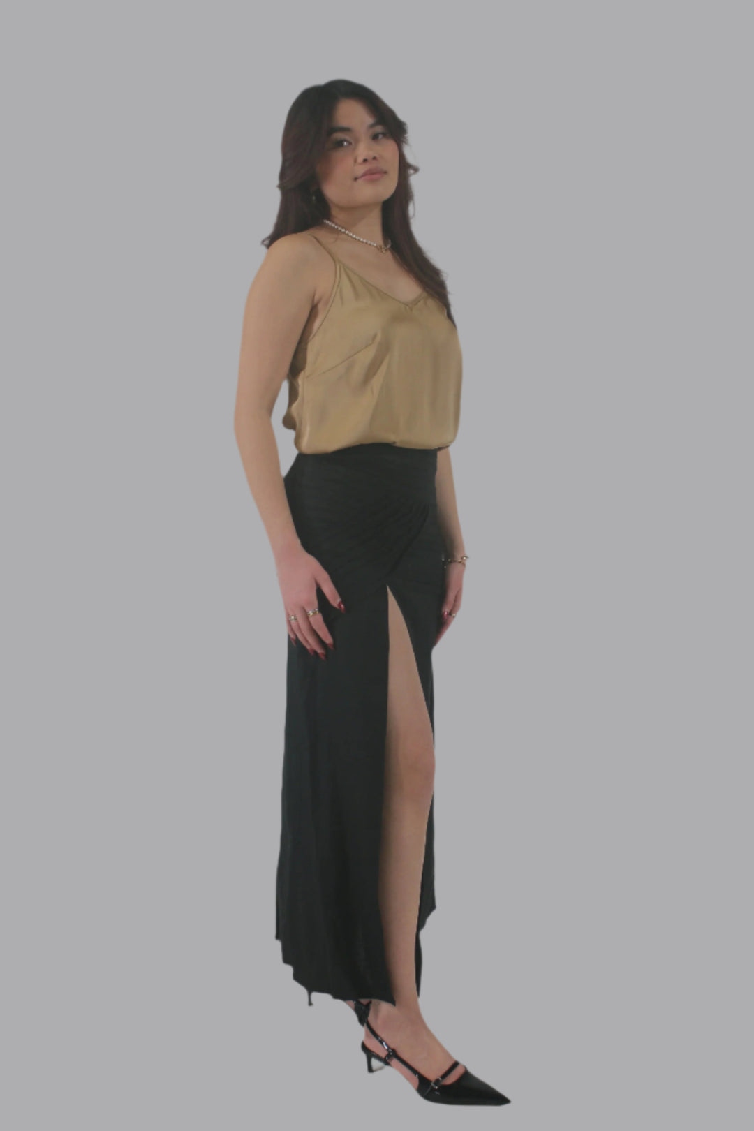 Anastasia 100% Linen Maxi Slit Skirt