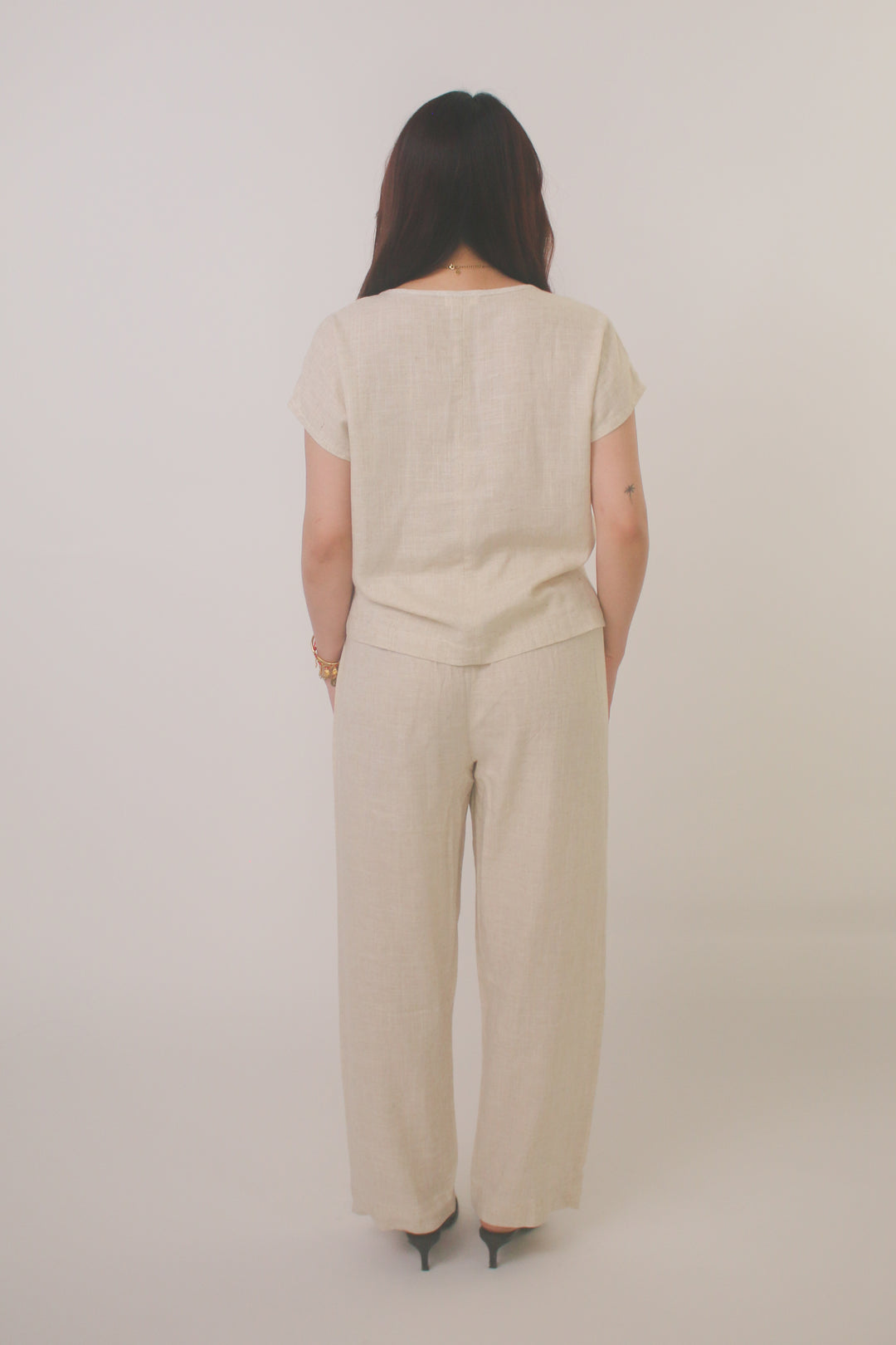 Lanikai Linen Blend Button-Up Blouse & Wide-Leg Pants Set