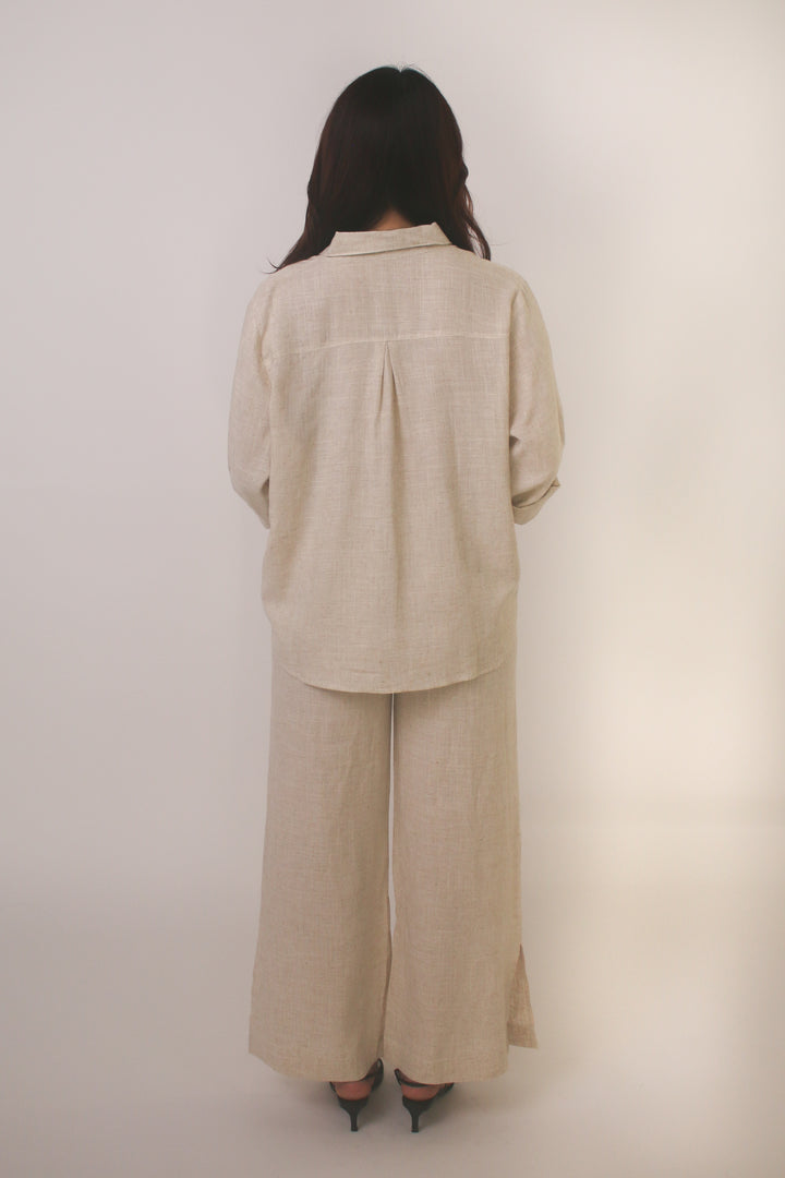 Classic Linen Blend Button-Down Set