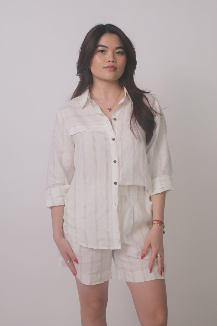 Hamptons 100% Linen Matching Short Set