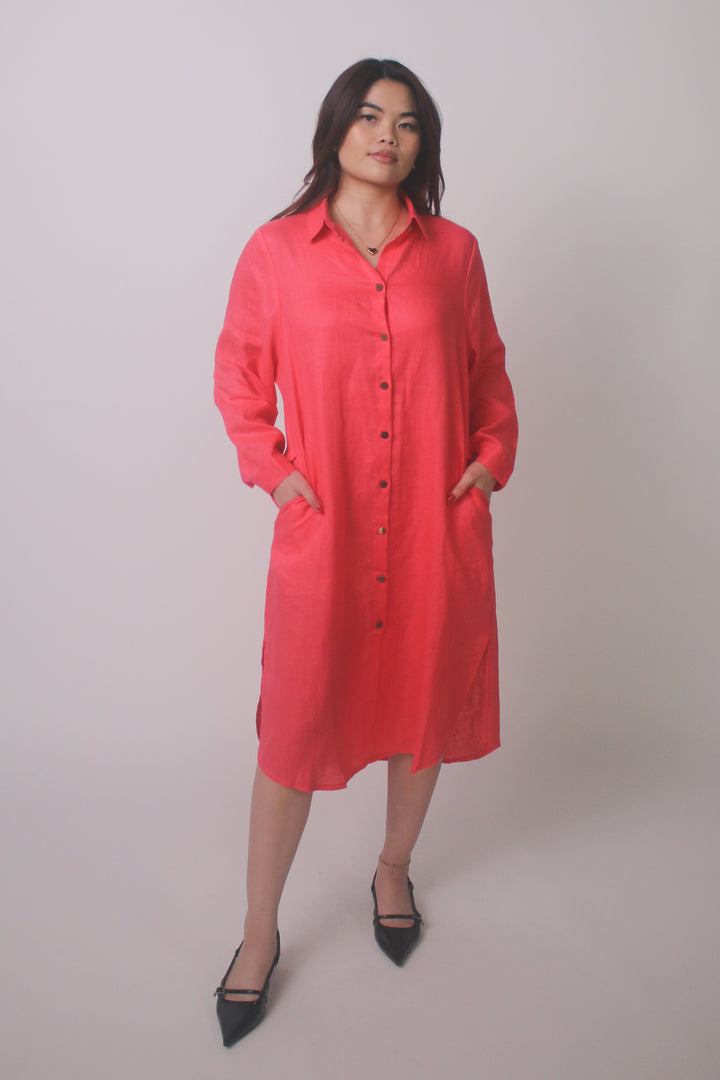 Relaxed 100% Linen Shirt Dress