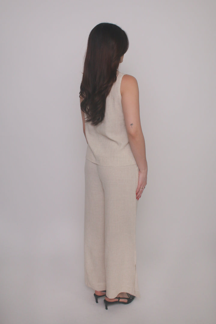 Abstract Print Linen Blend Set