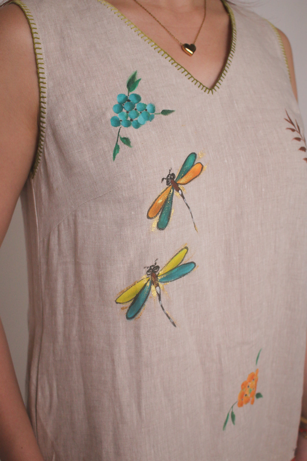 Hand-Painted 100% Linen Dress