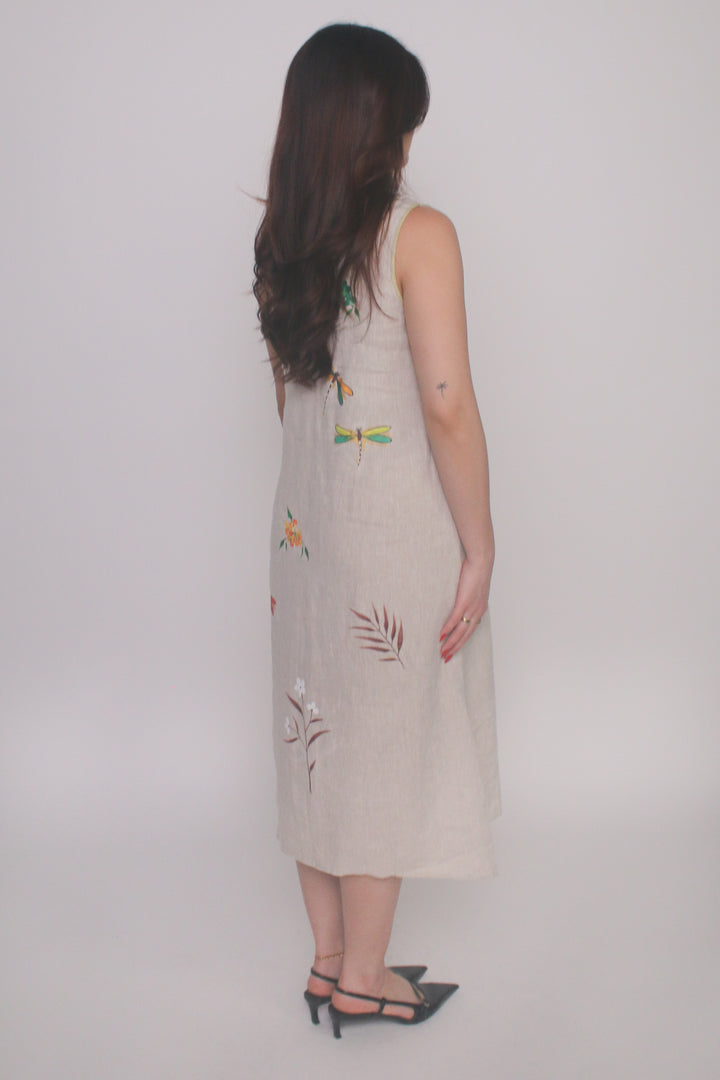 Hand-Painted 100% Linen Dress